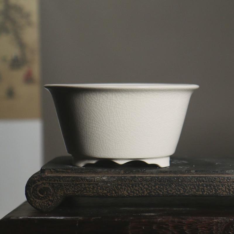 盆陶瓷盆景盆日式中国风文堂盆手绘斗笠斗紫砂花盆觅陶乡菖蒲盆