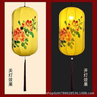 饰中国古风手工绘画冬瓜新中式 吊灯布艺灯笼火锅酒店开业景区装 笼