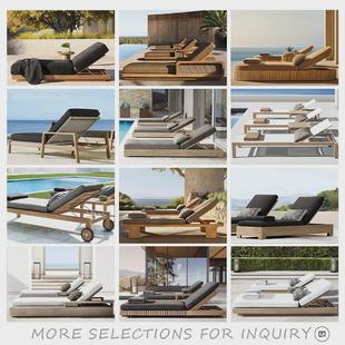 北欧户外躺椅定制别墅泳池防水藤编沙发床酒店花园沙滩铝合金躺床