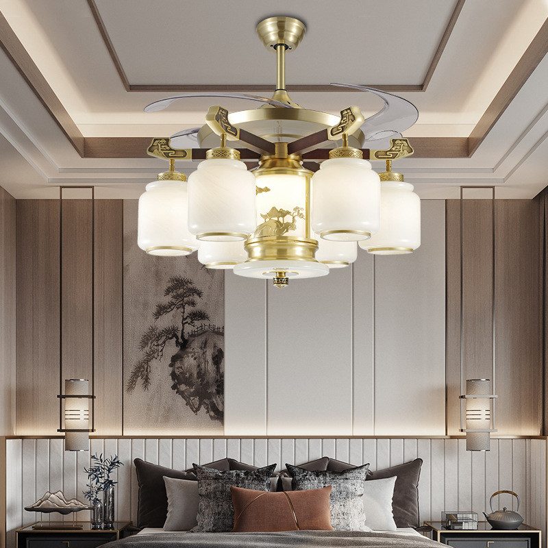 热销新中式全铜乌檀木吊灯餐厅高级感大厅主灯中国风别墅客厅卧室