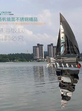 帆船不锈钢雕塑定制厂家装置艺术商场美陈精品摆件