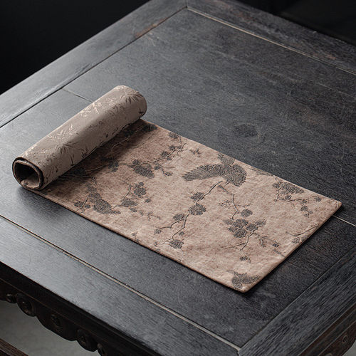 柞蚕丝香云纱老料布席含蚕丝茶席布艺布隔热茶垫垫杯垫茶道桌旗