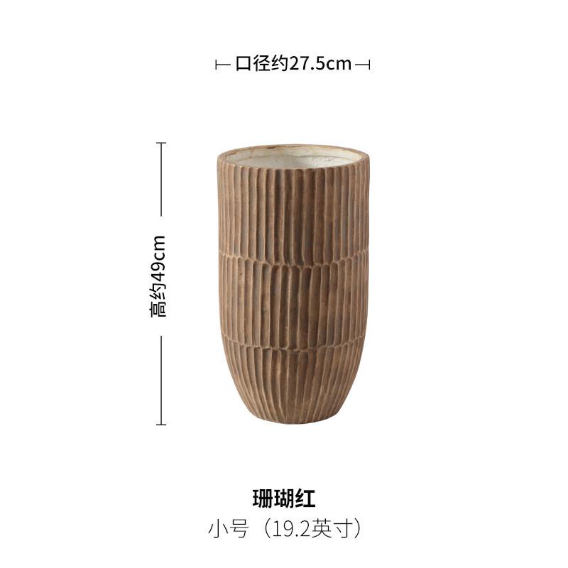 北欧高圆柱仿水泥氧化镁泥特大号花盆客厅户外庭院绿植柠檬树盆栽