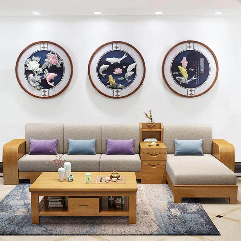 时尚复古相框60*60实木圆相框创意组合复古古风现货供应