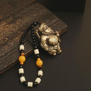 黄铜钟馗手把件摆件车挂办公室汽车客厅摆件家具包公饰品