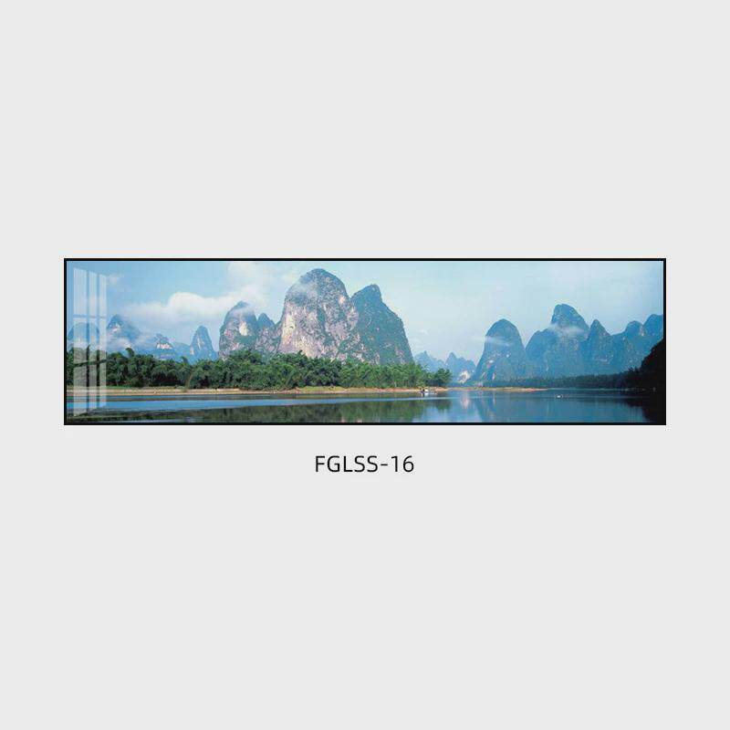 新中式桂林山水甲天下挂画落日卧室床头横版装饰画客厅书房壁画