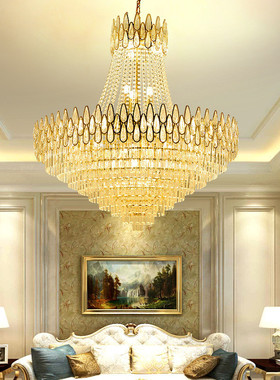 复式楼轻奢后现代简约灯别墅旋转楼梯间客厅吊灯餐厅水晶灯91505