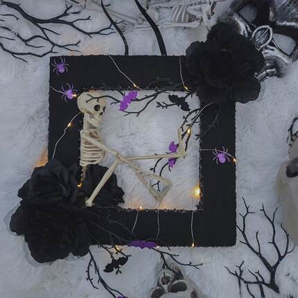 万圣节新款led骷髅挂饰花环装饰节日氛围门挂花圈鬼屋装饰