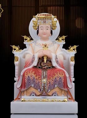 适用妈祖神像 天上圣母天后海神娘娘佛像汉白玉彩绘居家平安摆件