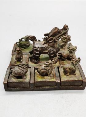 古玩杂项工艺品摆件做旧金石篆刻龙之九子印章书法印章铜仿古