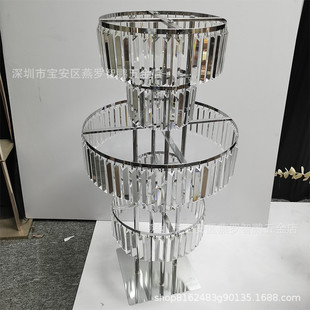 新款金色电镀路引婚庆装饰用品花器叠罗汉花架落地五层摆件铁艺