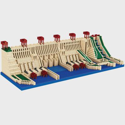 乐子LZ8213三峡大坝积木步骤分包益智微颗粒拼装型