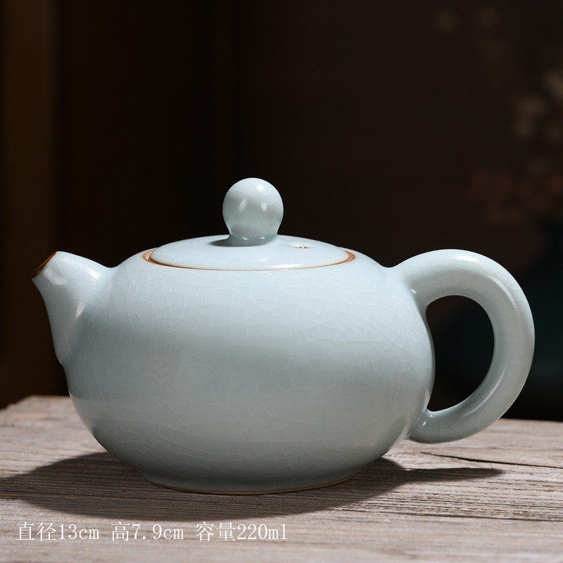 侧把茶壶单壶家用小号功夫茶单人红茶泡日式陶瓷壶泡茶中式小汝窑