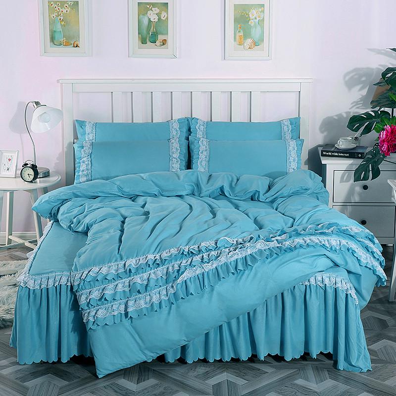 2tcu2023新款水洗棉床罩夹公主风棉四件套床裙款被套床上裸睡