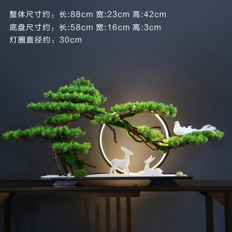 新中式仿真迎客松盆景办公室摆件绿植玄关装饰品样板间酒店微景观