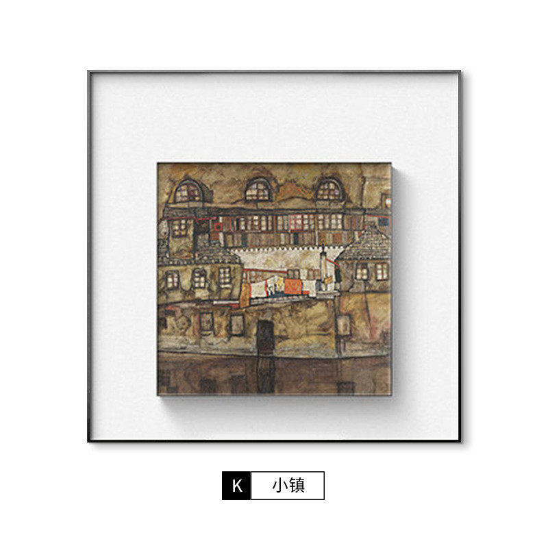 小镇席勒埃贡抽象艺术画现代轻奢画客厅背景墙简约餐厅多联挂画