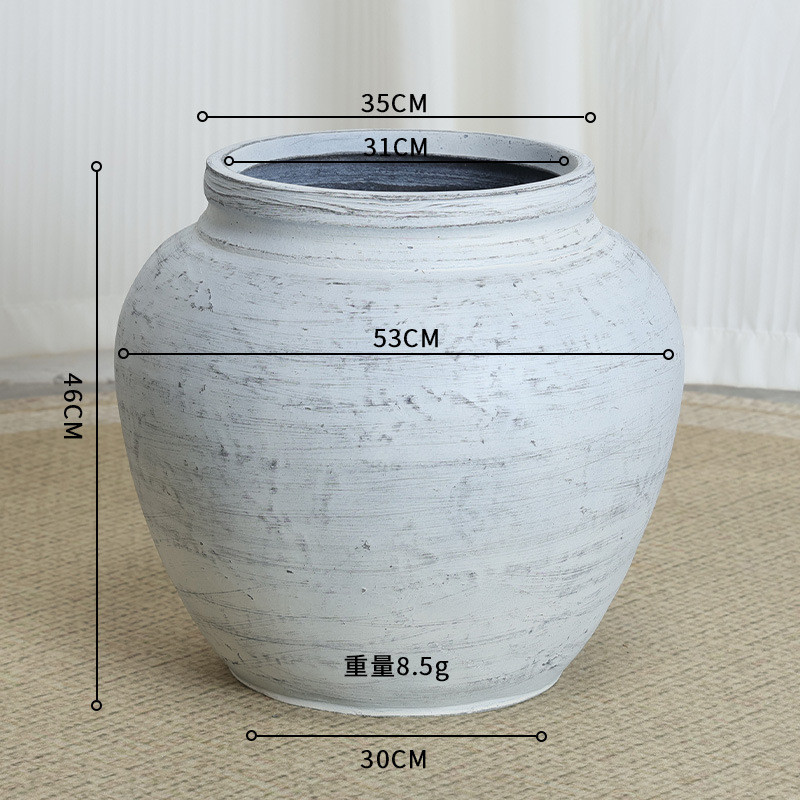 镁泥花盆欧美现代艺术客厅落地室内外商场复古清新特大型号绿植盆