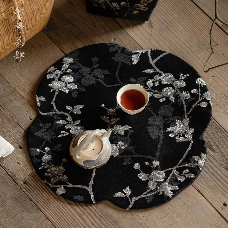 繁野新中式织锦繁花茶席干泡席手工布艺防水茶旗桌布隔热茶垫子,居家布艺,茶席,淘宝优惠券,粉丝福利购,淘宝优惠卷