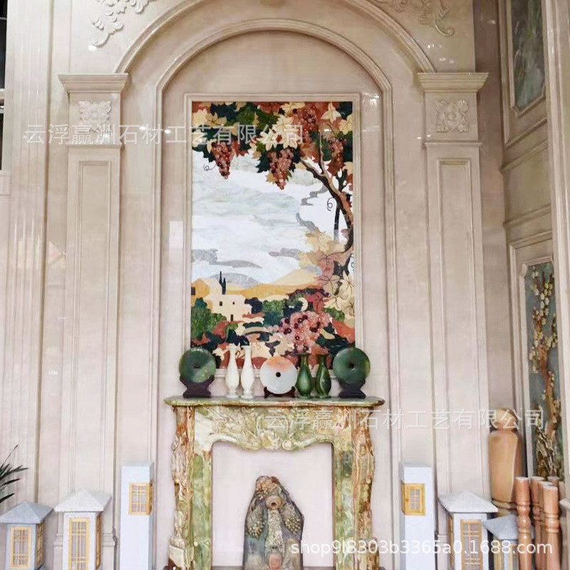 大理石大板客厅大理石石板别墅墙面酒店窗台板背景墙工程