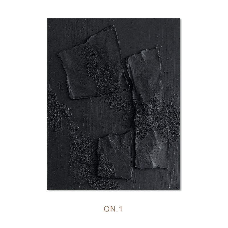 现代极简客厅装饰画小众寂风玄关立体挂画侘艺术厚肌理手绘油画黑