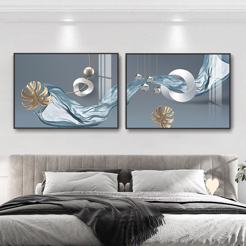 zy卧室床头装饰画挂温馨宾馆房间背景画轻奢壁画两联主卧现代简约