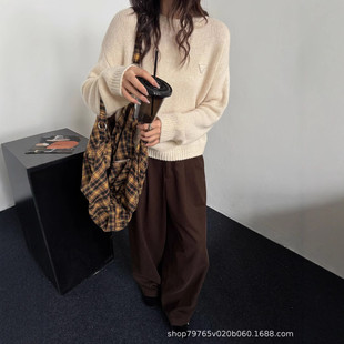 绒感针织衫 韩系慵懒感羊绒三角标长袖 鼎秋2024秋冬款 上衣 濮院