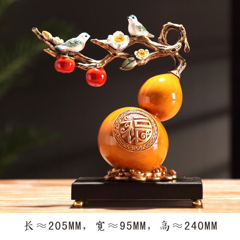 福禄双全葫芦摆件创意树脂工艺品酒柜玄关客厅隔断电视柜装饰中式