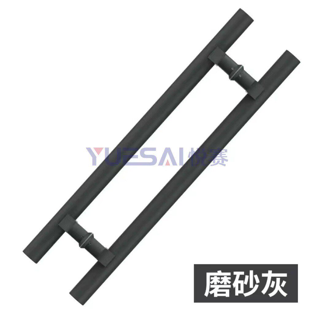 有圆管加厚玻璃门拉手不锈钢框门把手钛金玫瑰金黑钛鸭舌脚拐脚