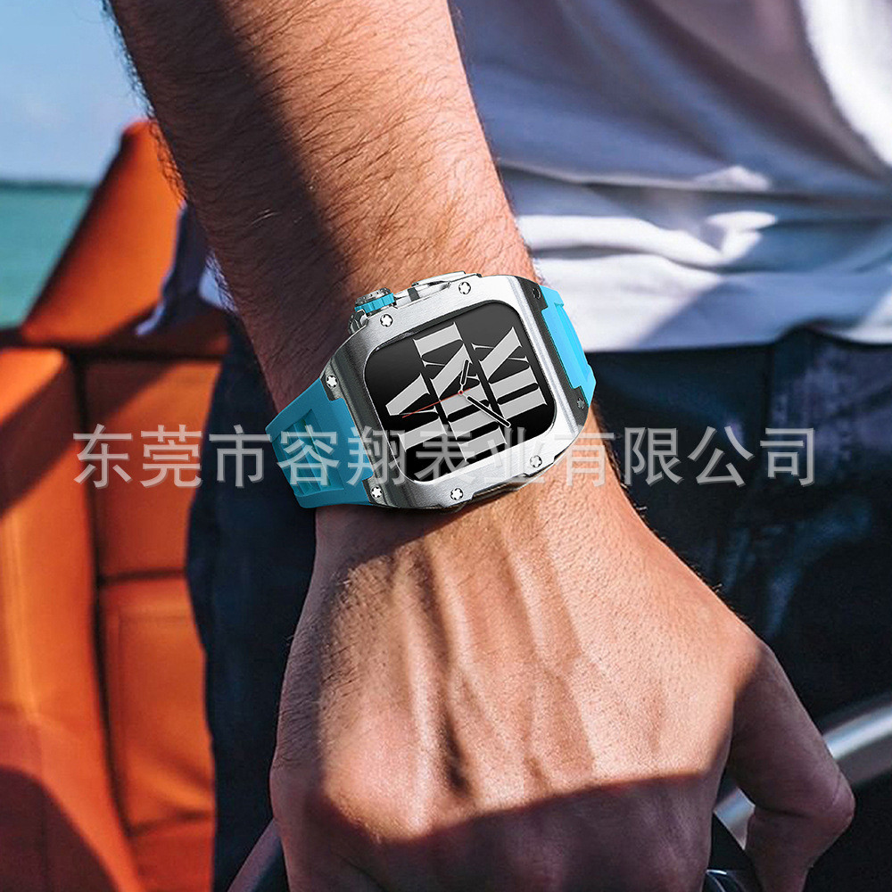 适配苹果applewatch8/7/6/5不锈钢改装表壳表带保护壳iWatchS9