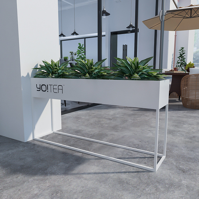 户外铁艺白色花箱组合商业街广场售楼部现代简约隔断花盆街道花坛