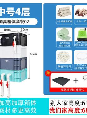 工业风多色可选小型中转整理滤滴流盒鱼缸鱼池上周转箱过滤箱系统