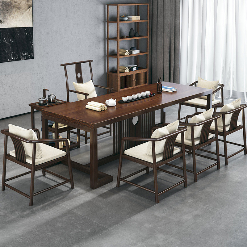 热销桌子实木茶桌椅组合屏风新中式现代简约办公室客厅阳台家用泡