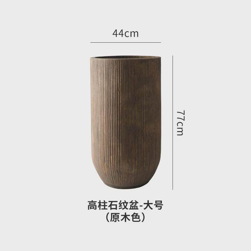 北欧花盆特大码镁泥材质客厅落地复古超大号绿植种树高深花器有孔