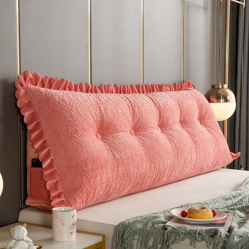 韩版床头靠垫榻榻米软包双人可拆洗床上大靠背长靠枕夹棉荷叶