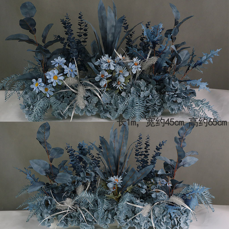 路引花仿真花红色婚庆排婚礼地排花婚礼堂挂花蓝色花艺挂花路引花