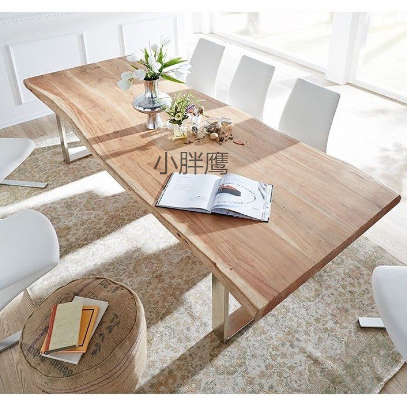 北欧实木办公桌工作台时尚写字桌loft会议桌简约长条桌复古电脑桌