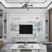 新中式 岩板背景墙人造石罗马柱金属条岩板800 2600外墙电视墙瓷砖