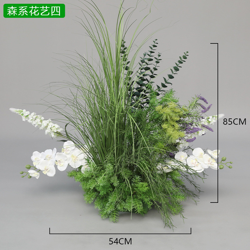 商业美陈森系婚礼地排花装饰花艺仿真绿植高端轻奢会场布置摆件
