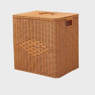 lx075收纳筐带盖收纳箱仿藤手工浅宿舍色客厅咖家用脏衣篮44