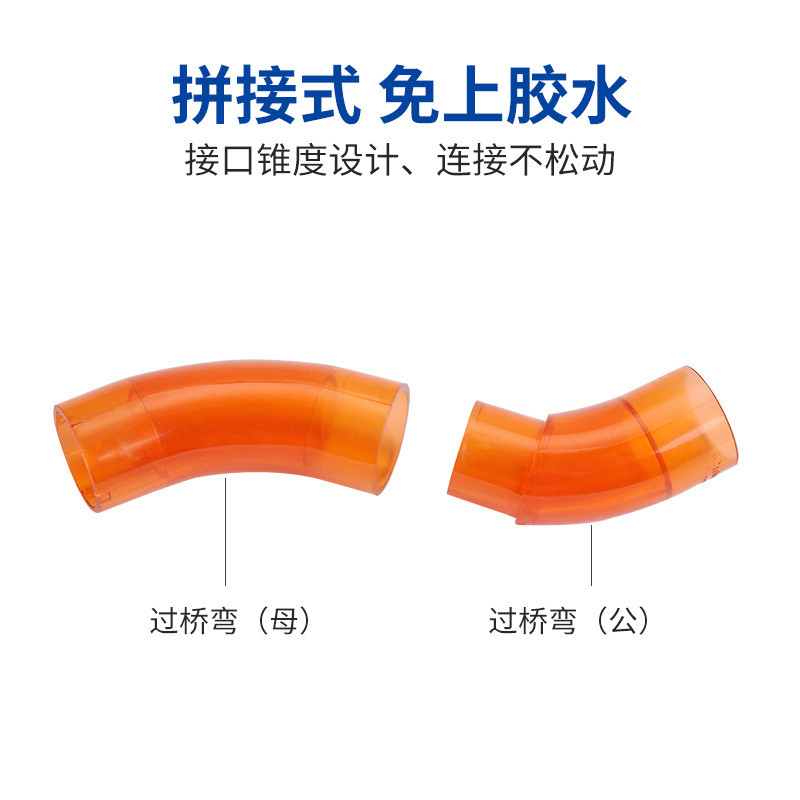 材通透明pvc管弯度过3分16mm穿线管接头45通地桥弯4分20mm管弯头