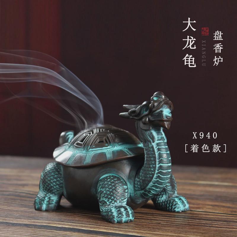 工厂檀香炉创意家用熏香炉铜合金盘香炉大龙龟室内茶道仿古直供