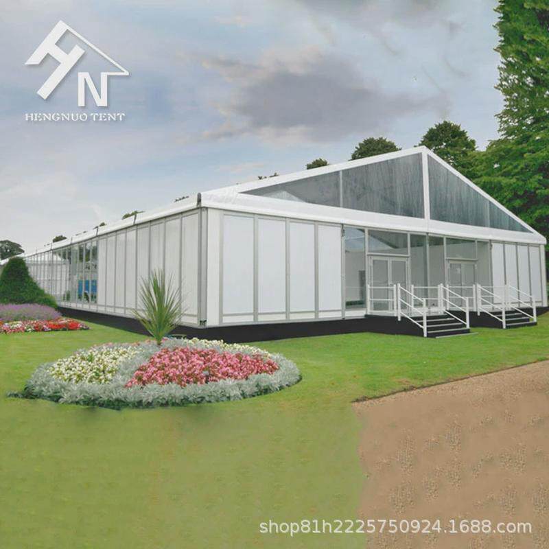 铝合金篷房户外活动白色帐篷搭配商用pvc顶布钢化玻璃墙体abs墙