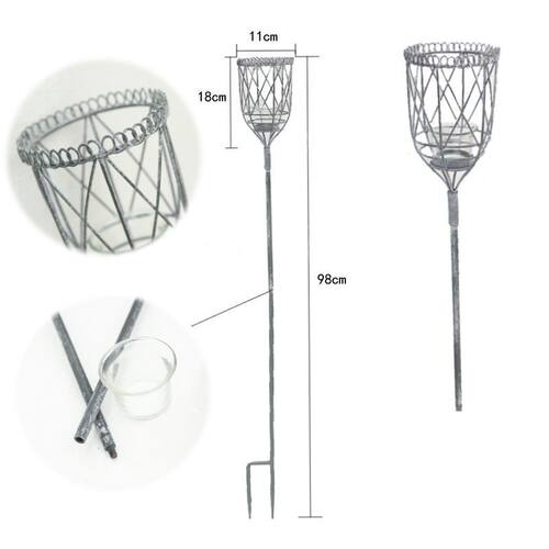 |杂货铁艺露台园艺摆件庭院铁皮装饰盆器花插风灯