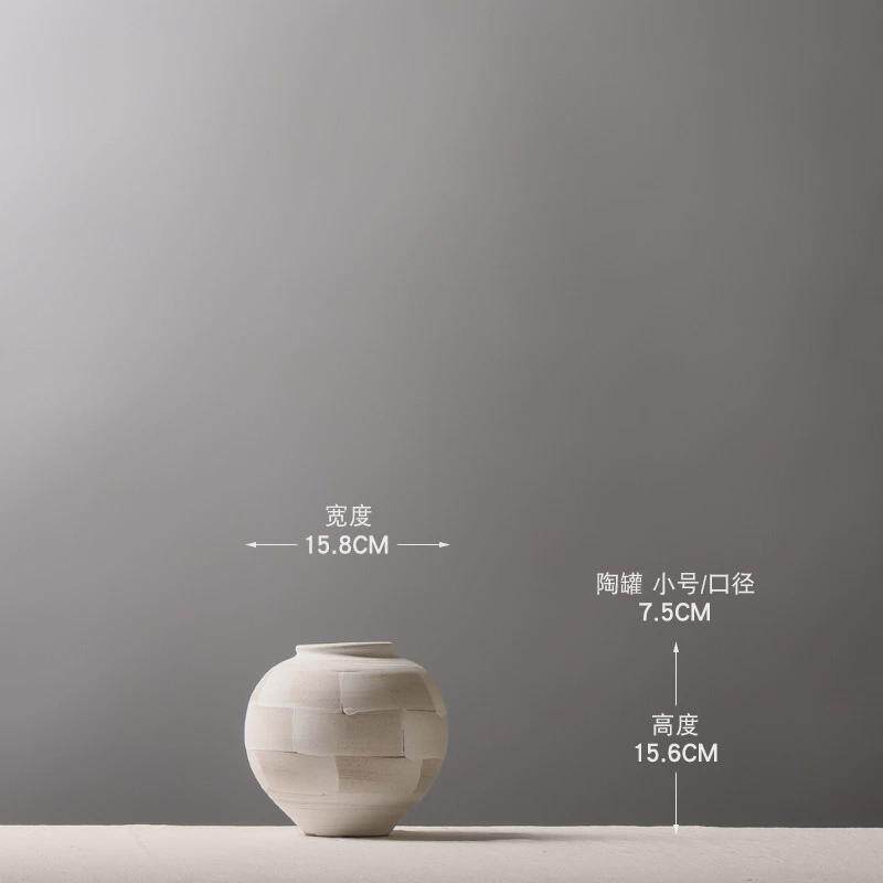 日式陶罐粉引装饰品摆件民宿创意造景插花罐子手作陶泥花瓶摆件