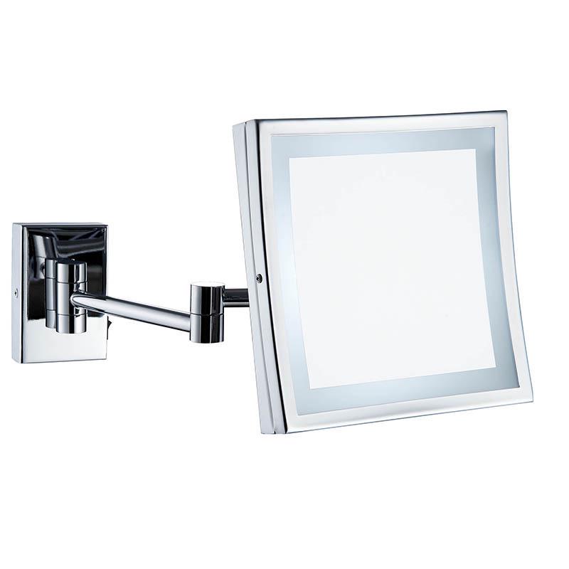 酒店美容镜伸缩折叠方形单面化妆镜带led灯卫生间浴室3倍放大剃须