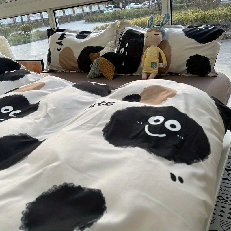 北欧简约风男生四件套床上用品耐脏单双人床单被套学生宿舍三件套