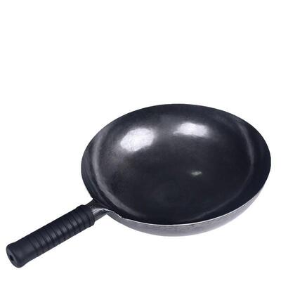 章丘手工铁锅古法黑锅锻打无涂层炒菜锅不粘锅批发现货圆底老式