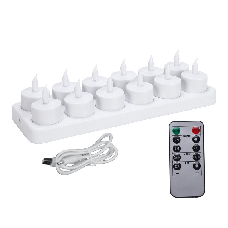 工厂直销仿真婚庆氛围电子续航久座led小茶蜡12遥控充电蜡烛灯