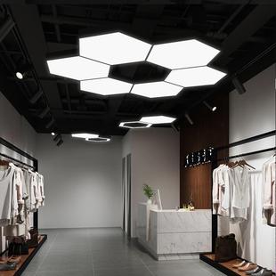 办公室超市健身房工业风店铺异形吊灯led造型灯创意六边形圆形y形