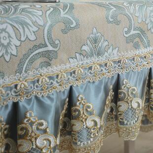 欧式提花布艺餐桌布椅套新款套装圆桌桌布台布长方形茶几布盖椅垫